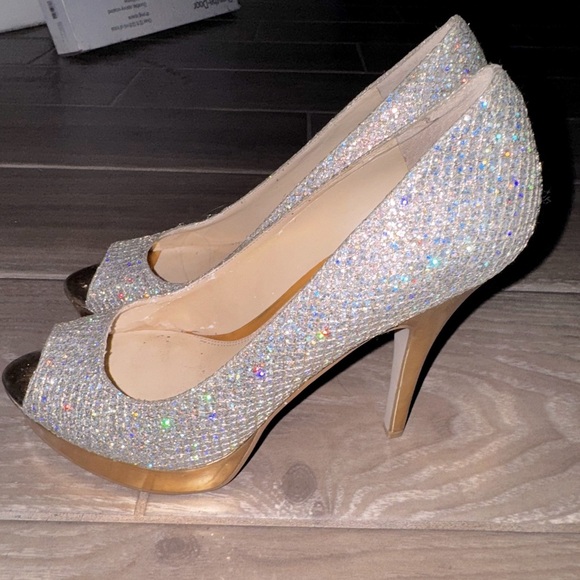 Enzo Angiolini “Easully” Silver Gold Glitter Sparkle Heels  Women's Size 8 - Picture 5 of 11